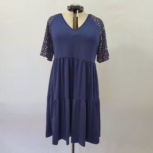 NWT Bloomchic Dress Plus Size 2X Ruffle Layered Hem Dress Floral Short Sleeves